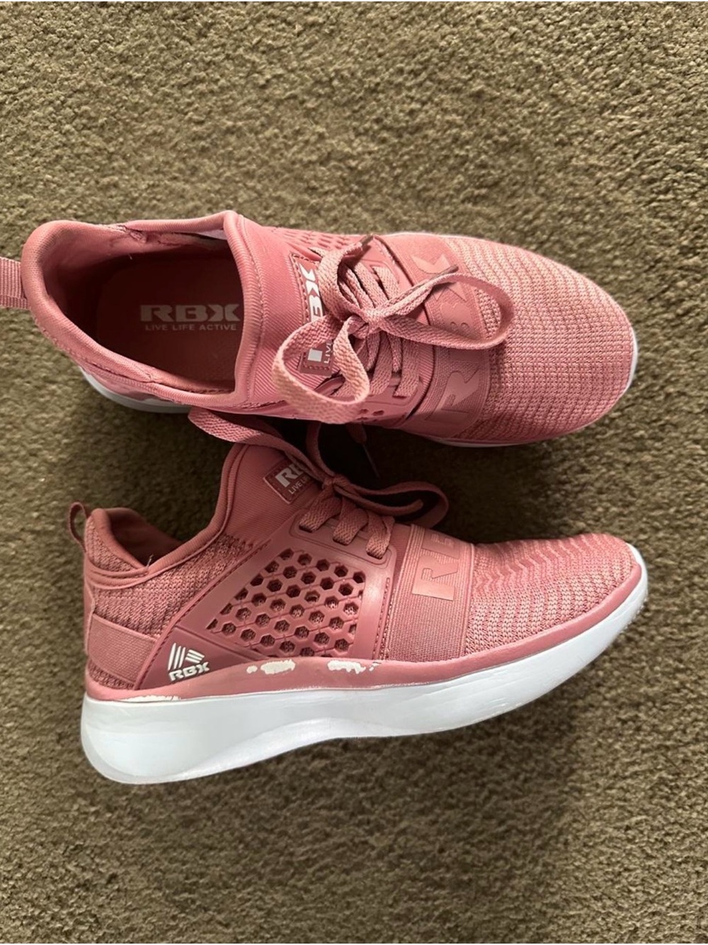 RBX Women’s Rose Pink Knit Athletic Sneakers with White Sole